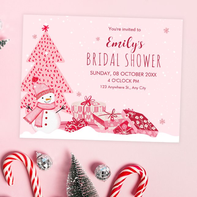 Convite Pink playful winter bridal shower (Criador carregado)