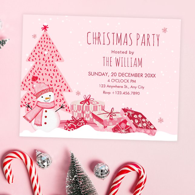 Convite Pink playful winter christmas  (Criador carregado)