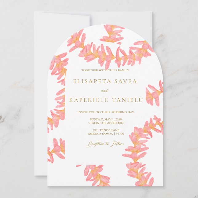 Convite Pink Plumeria Invitation (Frente)