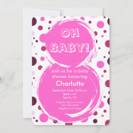 Convite Pink polka dot Baby Shower Invitation