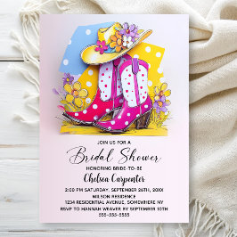 Convite Pink Polka Dot Boots and Cowboy Hat Bridal Shower