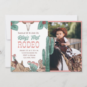 Convite Pink Primeiro Rodeio Western Cowgirl do Sudoeste