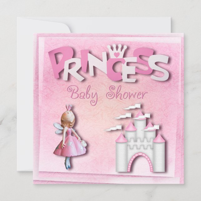 Convite Pink Princess Churrasco de Cupcake & Castelo (Frente)