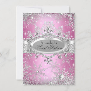 Convite Pink Princess Winter Wonderland Sweet 16