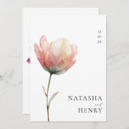 Convite Pink Purple Tulip Flower Watercolor Wedding