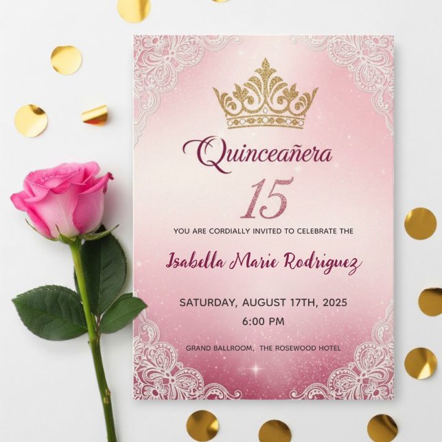 Convite Pink Quinceañera Invitations (Criador carregado)