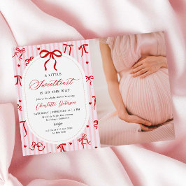 Convite Pink Red Coquette Bow Valentine Baby Shower Photo