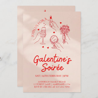 Convite Pink & Red Galentine’s Day Party Invitation Templa