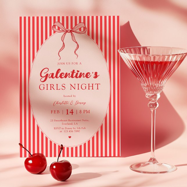 Convite Pink Red Galentine's Party Invitation (Criador carregado)