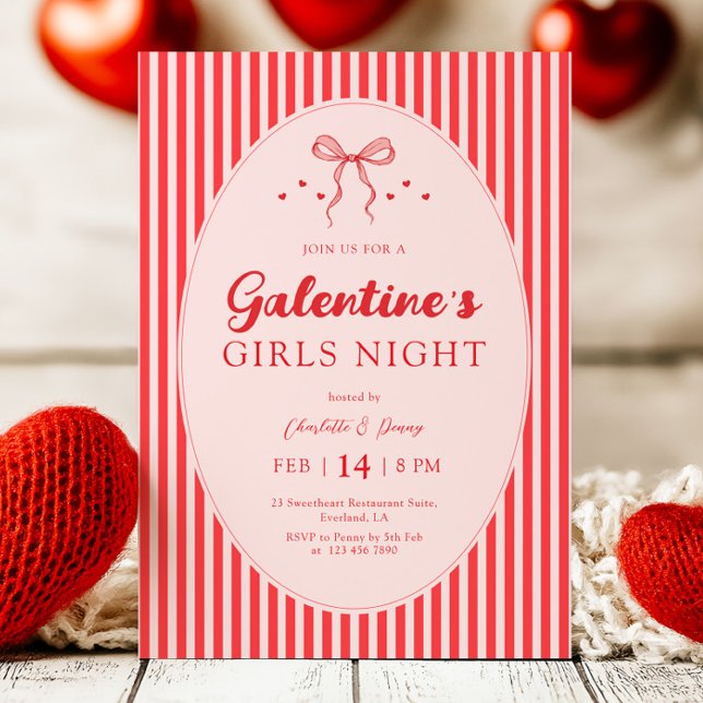 Convite Pink Red Galentine's Party Invitation (Criador carregado)
