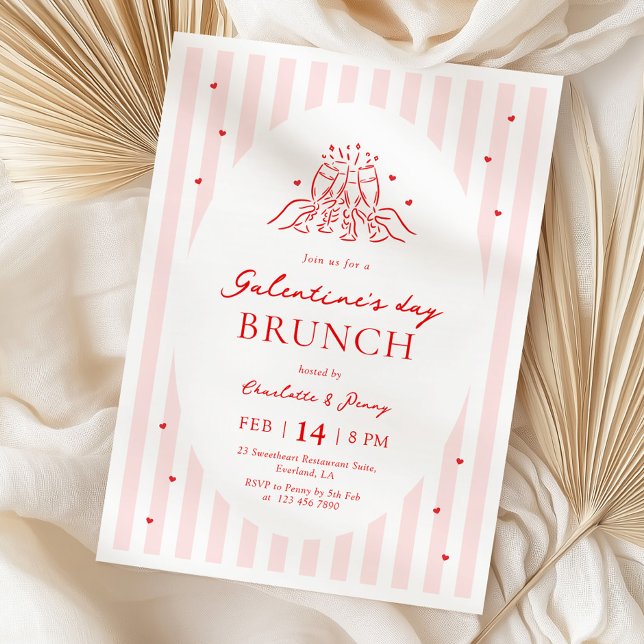 Convite Pink Red Galentine's Party Invitation (Criador carregado)