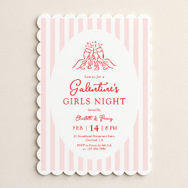 Convite Pink Red Galentine's Party Invitation