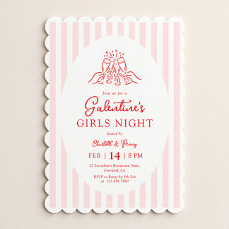 Convite Pink Red Galentine's Party Invitation