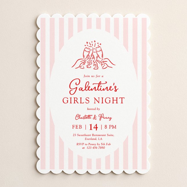 Convite Pink Red Galentine's Party Invitation (Criador carregado)