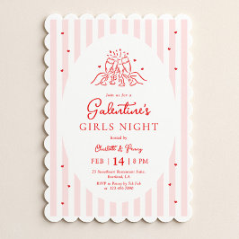 Convite Pink Red Galentine's Party Invitation