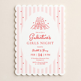 Convite Pink Red Galentine's Party Invitation