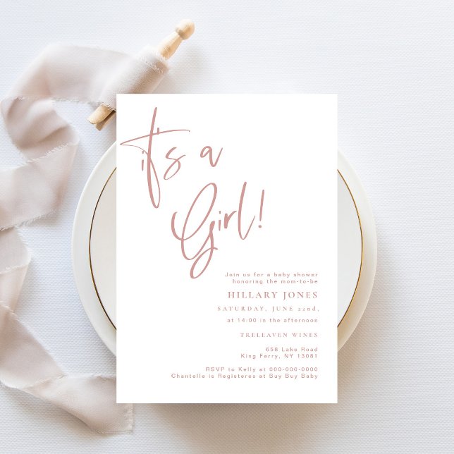 Convite Pink/Rosa é um Chá de fraldas cardíaco feminino (Criador carregado)