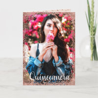 Pink Rose Gold Glitter Banner Photo Quinceañera