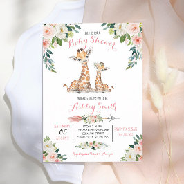 Convite Pink Safari Giraffe Girl Baby Shower