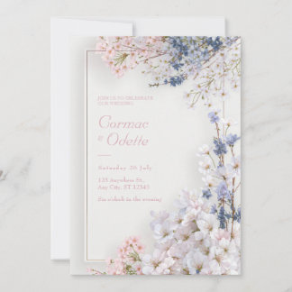 Convite Pink Sakura Romantic Minimalist Frame Wedding