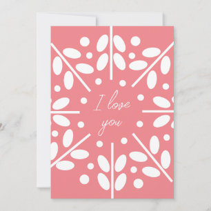 Convite Pink Scandinavian Folart "I love you" card