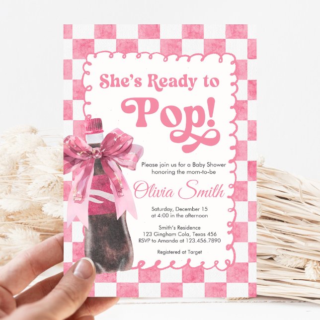 Convite Pink She's Ready to Pop Baby Shower Invitation (She's Ready To Pop Baby Shower invitation)