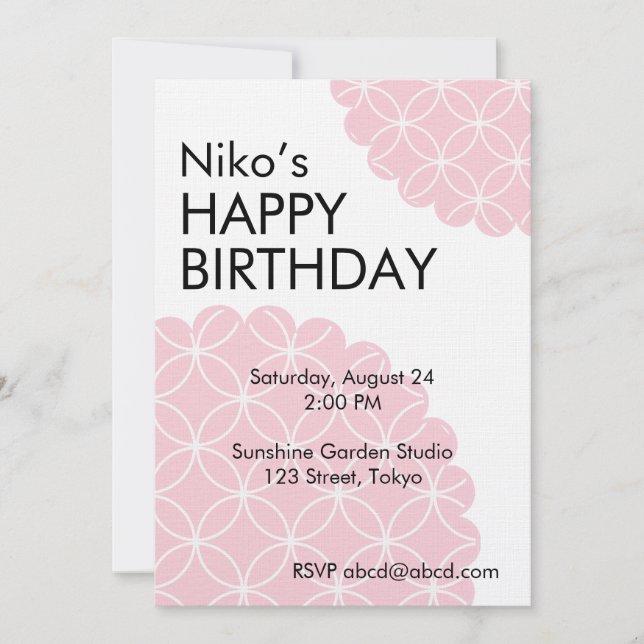 Convite Pink Shippo Editable Invitation Template (Frente)