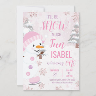 Convite Pink Snowman Birth