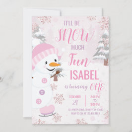 Convite Pink Snowman Birth