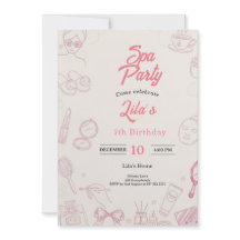 Pink Spa Party Invitation for Girl's 7th Birthday