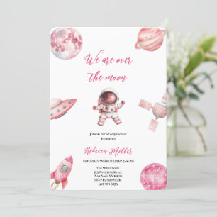 CONVITE PINK SPACE BABYSHOWER INVITATION