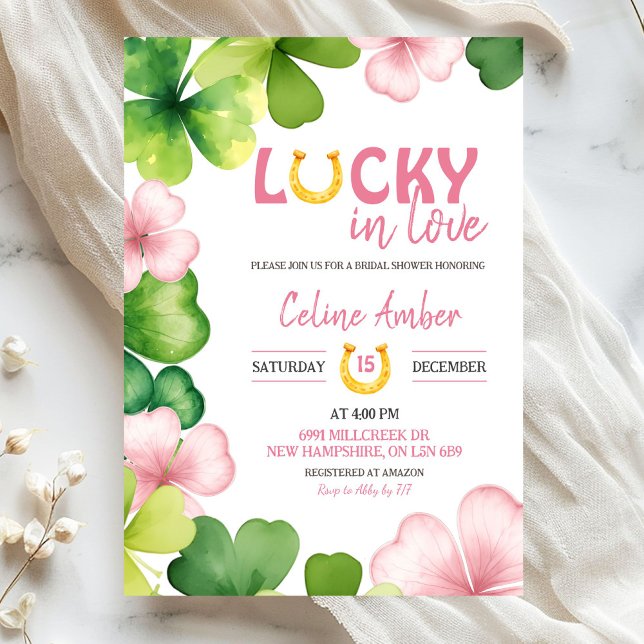 Convite Pink St Patrick Lucky In Love Bridal Shower (Criador carregado)