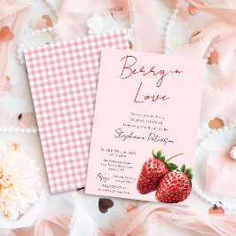 Convite Pink Strawberry Berry In Love Bridal Shower