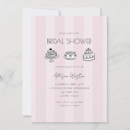 Convite Pink Striped Vintage Cake Bridal Shower Invitation