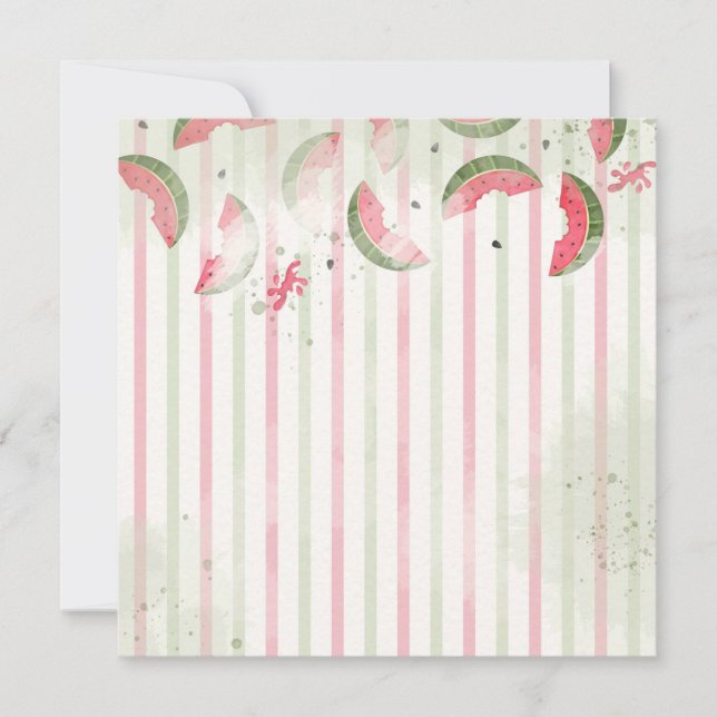 Convite Pink Striped Watermelon First Birthday Party Invit (Frente)