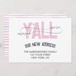 Convite Pink Stripes We Moved Y'all Moving Announcement