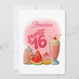 Convite Pink Sweet Sixteen Birthday Invitation