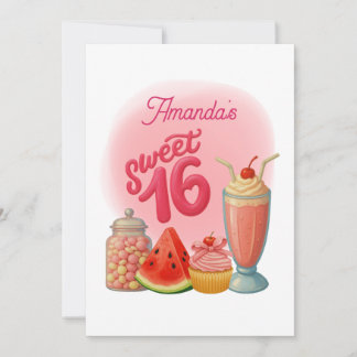 Convite Pink Sweet Sixteen Birthday Invitation