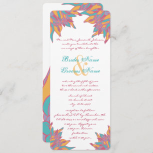 Convite Pink Teal Yellow Wedding Floral Invitations