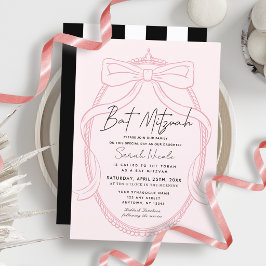 Convite Pink Tiara & Bow Frame Bat Mitzvah