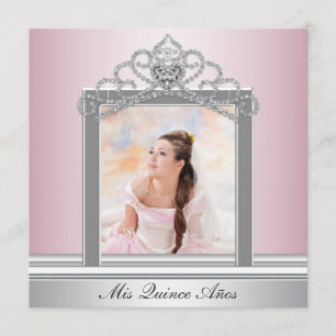 Convite Pink Tiara Pink Foto Quinceanera