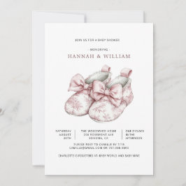 Convite Pink Toile Girl Baby Shower