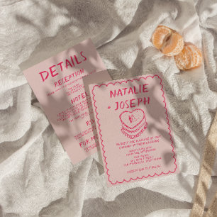 Convite Pink Tudo Em Uma Mão Desenhado Casamento De Quadro