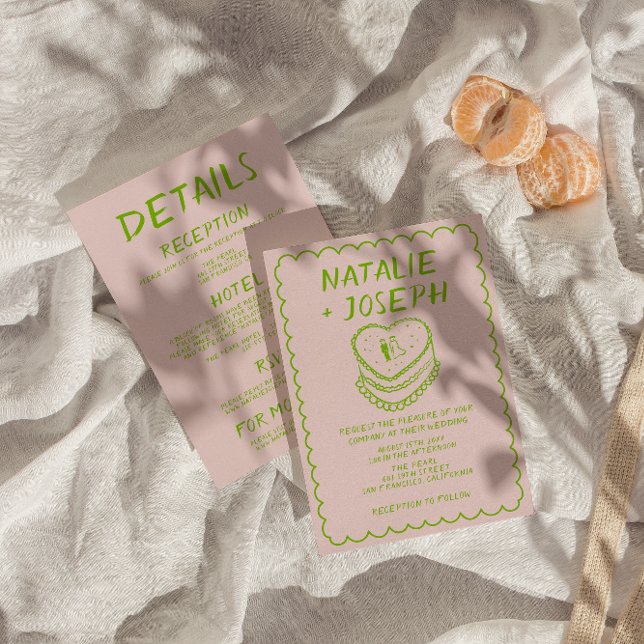 Convite Pink Tudo Em Uma Mão Desenhado Casamento De Quadro (Criador carregado)