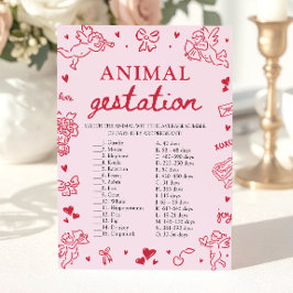 Convite Pink Valentine Animal Gestation Baby Shower Game