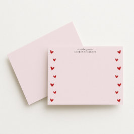 Convite Pink Valentine Heart Border Note Card