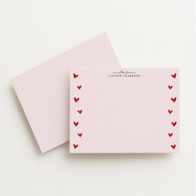 Convite Pink Valentine Heart Border Note Card (Criador carregado)