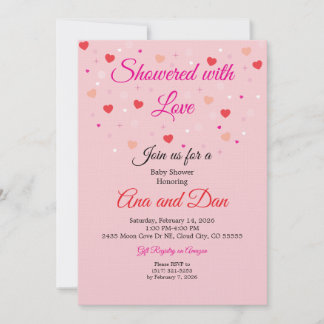 Convite Pink Valentines Day Baby Shower Invitations