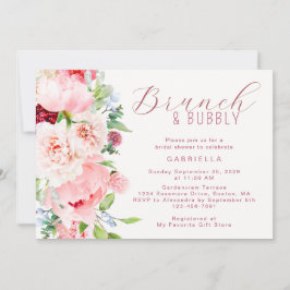 Convite Pink Watercolor Floral Bridal Brunch 