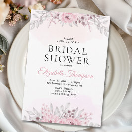 Convite Pink Watercolor Flowers Bridal Shower